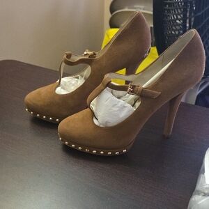 Michael Kors Brown Heels with Gold Studs